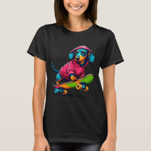 Camiseta Ilustração de cachorro Dachshund miniatura legal f