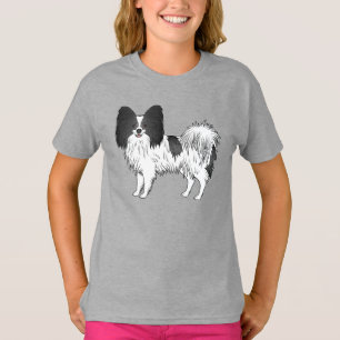Camiseta Ilustração de cachorro de desenho animado Papillon