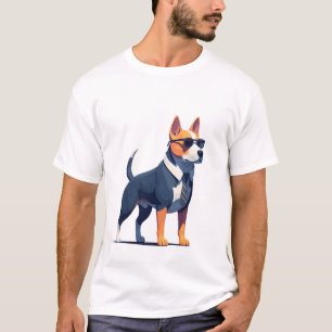 Camiseta Ilustração de cachorro executivo legal com óculos 