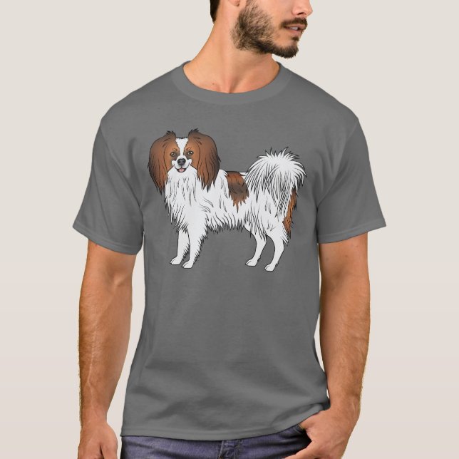 Camiseta Ilustração de cachorro feliz adorável Phalène Sabl (Frente)