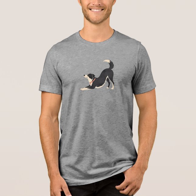 Camiseta Ilustração de Cachorro Fofo Esticando (Frente)