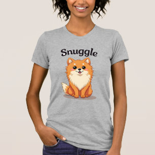 Camiseta Ilustração de cachorro fofo pomerânia Snuggle Vint