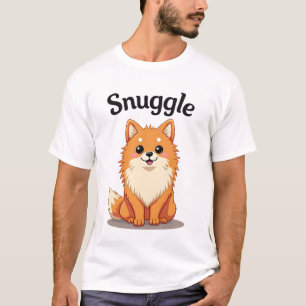 Camiseta Ilustração de cachorro fofo pomerânia Snuggle Vint