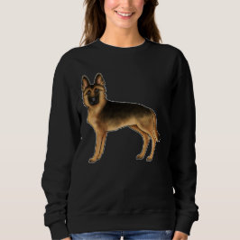 Camiseta Ilustração De Cachorro German shepherd Preto E Can