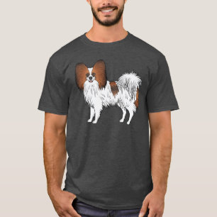 Camiseta Ilustração de cachorro Papillon de pelagem raposa 