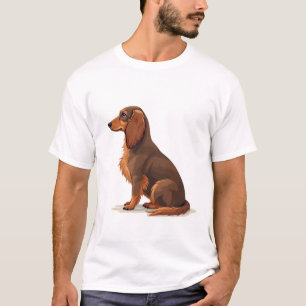 Camiseta Ilustração de cachorro vista traseira de Dachshund