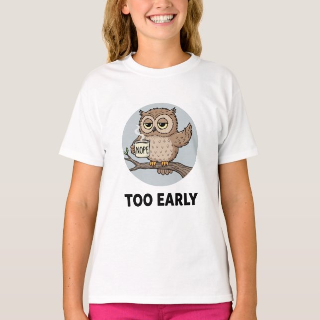 Camiseta Ilustração de Café da Coruja Muito Cedo (Frente)