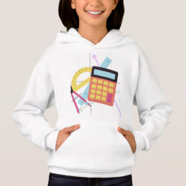 Camiseta Ilustração de Calculadora Fofa e Materiais Escolar