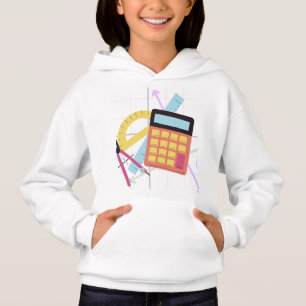 Camiseta Ilustração de Calculadora Fofa e Materiais Escolar