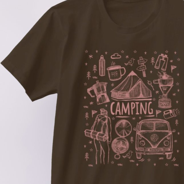 Camiseta Ilustração de Camping no Exterior (Criador carregado)