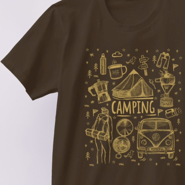 Camiseta Ilustração de Camping no Exterior (Criador carregado)