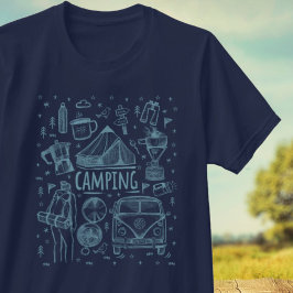 Camiseta Ilustração de Camping no Exterior