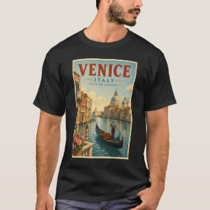 Camiseta Ilustração de Canais de Veneza Itália Arte de Viag