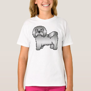 Camiseta Ilustração de Cão de Cartoon Cinto em Silver Ha