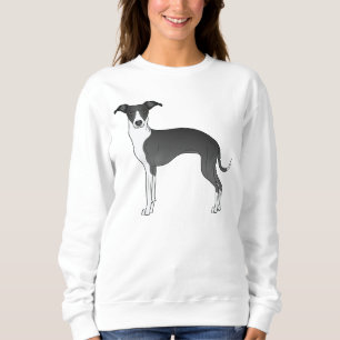 Camiseta Ilustração De Cão De Greyhound Italiano Preto E Br