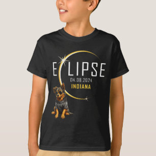 Camiseta Ilustração de Cão do Eclipse Solar Total de Indian