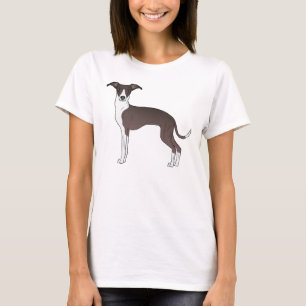 Camiseta Ilustração de cão galgo italiano selo e branco