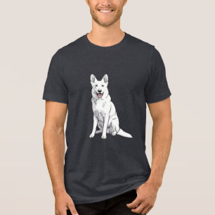 Camiseta Ilustração de Cão Pastor Branco em Arte Pop Comic