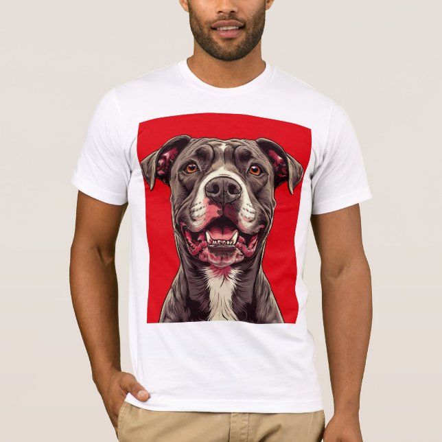 Camiseta Ilustração de cão Pitbull, presente para amante de (Frente)