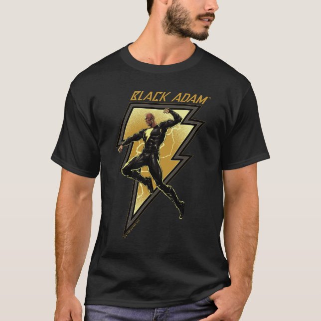 Camiseta Ilustração de Caractere de Raio de Adão Negro (Frente)