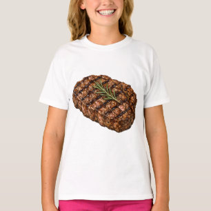 Camiseta Ilustração de Carne Churrasco Bife Ribeye Grelhado