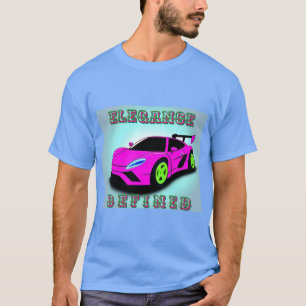 Camiseta Ilustração De Carro Esportivo Rosa Com Design mode