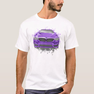 Camiseta Ilustração de Carro Esportivo Roxo em estilo Aquar