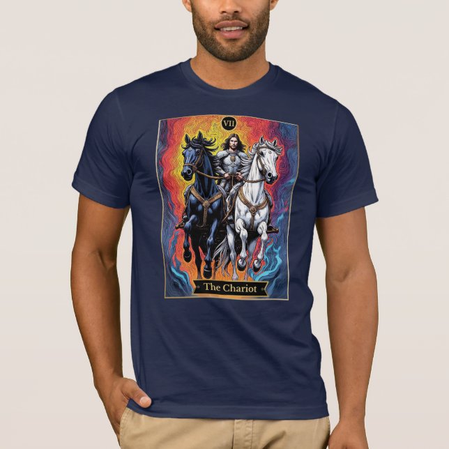Camiseta Ilustração de Cartão de Tarô, A Carruagem (Frente)