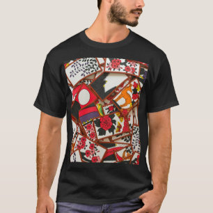 Camiseta Ilustração de Cartões de Reprodução Japoneses (Vár