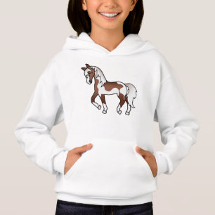 Camiseta Ilustração de Cartoon de Cavalo de Trote Castanh