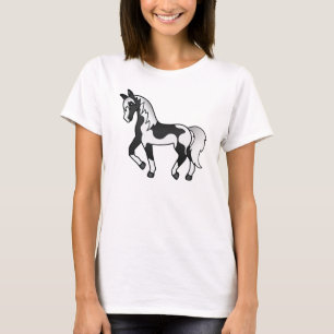 Camiseta Ilustração de Cartoon de Cavalo Trotante de Pinto 
