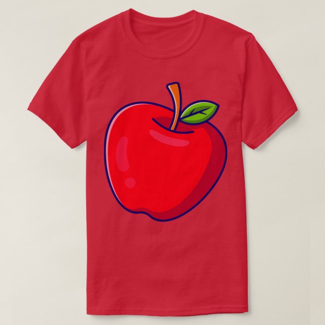 Camiseta Ilustração de Cartoon de Fruta da Apple (Frente do Design)