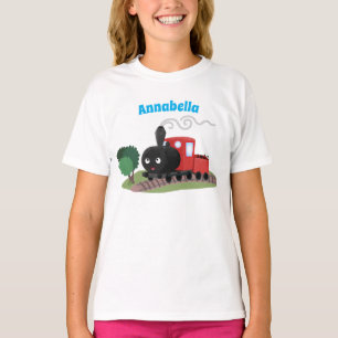 Camiseta Ilustração de cartoon de locomotiva de trem a vapo