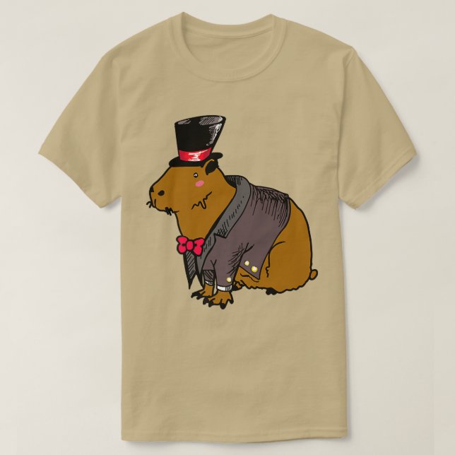Camiseta Ilustração de Casamento de Capybara Groom (Frente do Design)