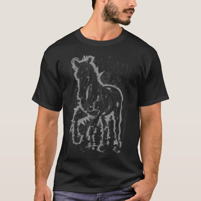 Camiseta Ilustração de Cavalo Cavalo cavalgando um sapo de  (Frente)