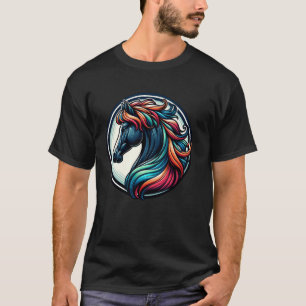 Camiseta Ilustração de Cavalo Colorida Arte Para Entusiasta