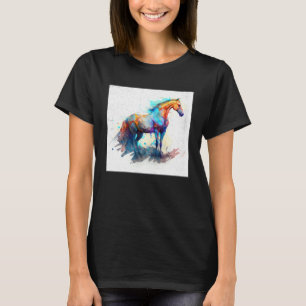 Camiseta Ilustração de Cavalos Arco-íris Fofo com Salpicos