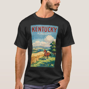 Camiseta Ilustração de Cavalos de Kentucky Arte de Viagem V