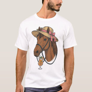 Camiseta Ilustração de chapéu de verão de coquetel de caval