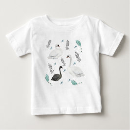 Camiseta Ilustração de Cisne de Conto de Fadas Botânico Fol