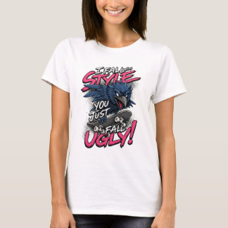 Camiseta Ilustração de Citação de Skater de Pássaro que Cai