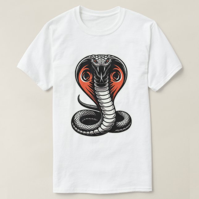 Camiseta Ilustração de Cobra Feroz com Design de Poder Ousa (Frente do Design)