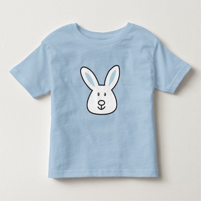 Camiseta Ilustração de Coelho da Páscoa Azul Pastel (Frente)