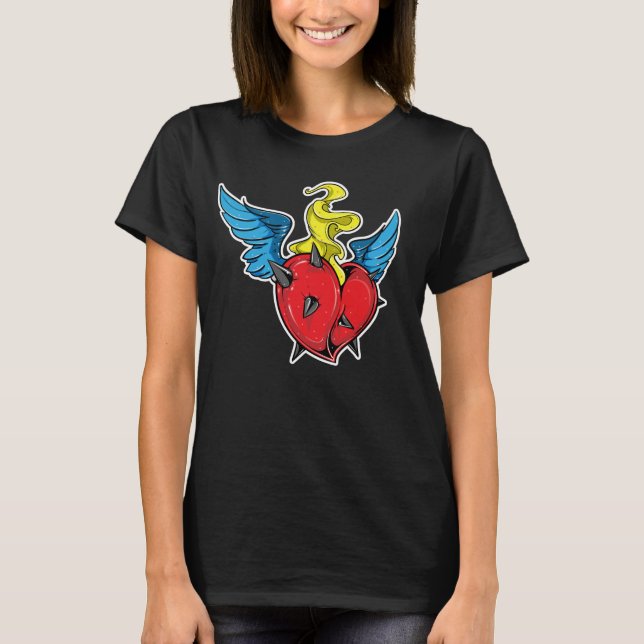 Camiseta Ilustração de Coração Flaming (Frente)