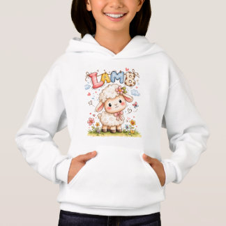 Camiseta Ilustração de Cordeiro Bebê Fofo com Acentos Flora