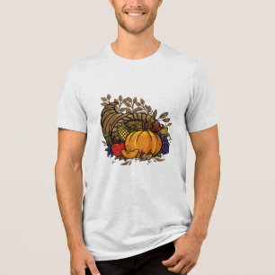 Camiseta ilustração de cornucopia desenhada à mão Ação de G