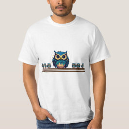 Camiseta Ilustração de Coruja Azul-Fora