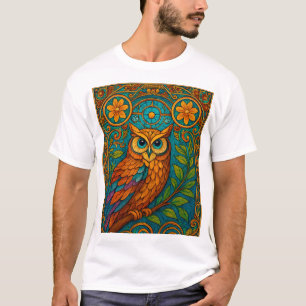 Camiseta Ilustração de Coruja de Arte Popular Mística – Boh
