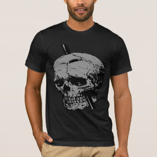 Camiseta Ilustração de Crânio com Vetor de Ferro de Socamen