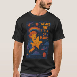 Camiseta Ilustração de Criança Cósmica Fofa e Estrela Sorri